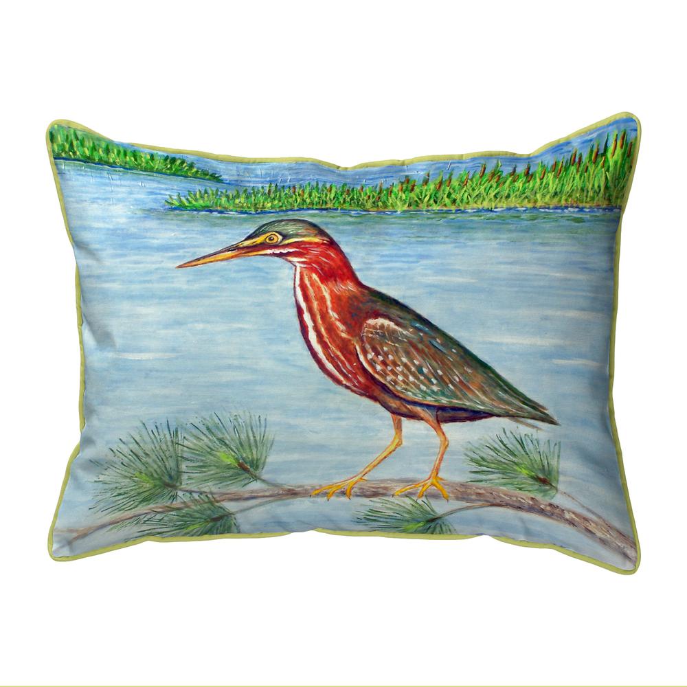 Green Heron II Extra Large Zippered Pillow 20x24. Picture 1