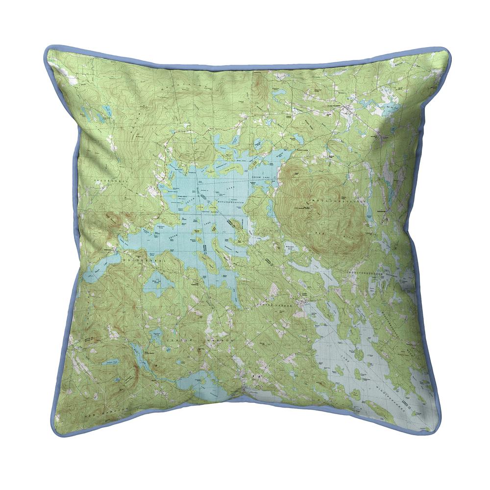 Squam Lake, NH Nautical Map Extra Large Zippered Indoor/Outdoor Pillow 22x22. Picture 1