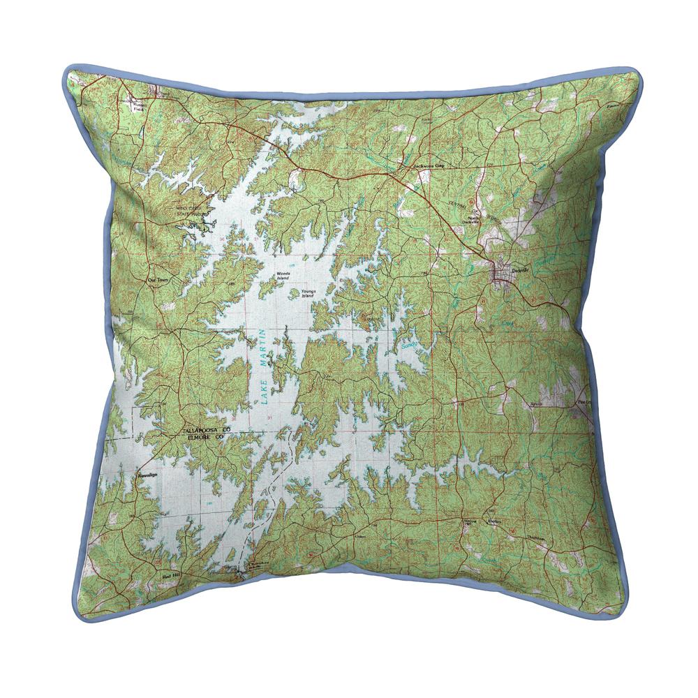 Lake Martin, AL Nautical Map Extra Large Zippered Indoor/Outdoor Pillow 22x22. Picture 1