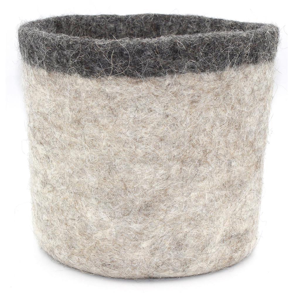 Xl Edge Planter Dia 6.25” Wool -St - Natural/Grey. Picture 1