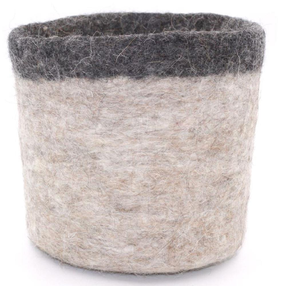 Lg Edge Planter Dia 5.50” Wool -St - Natural/Grey. Picture 1