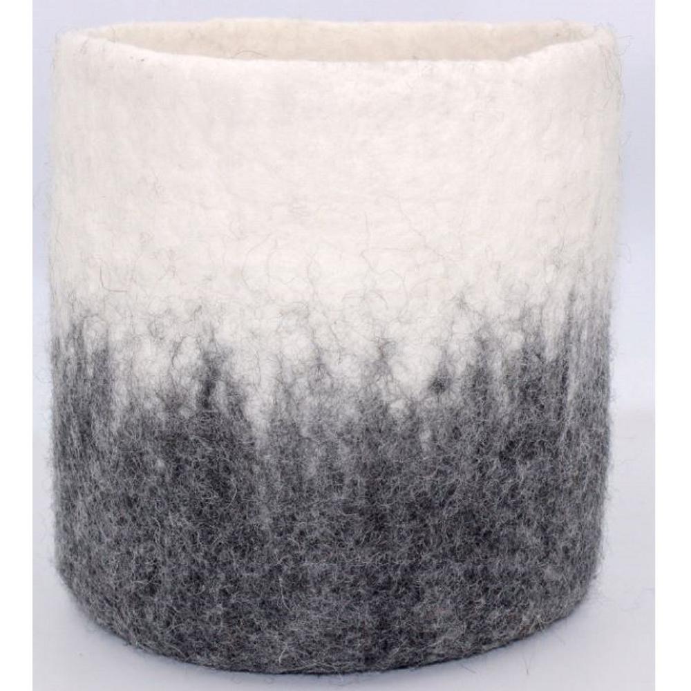 Wool Ombre Planter Dia 6.25” -St - White/Grey. Picture 1