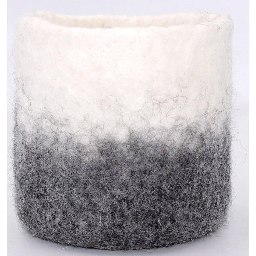 Wool Ombre Planter Dia 3.50” -St - White/Grey. Picture 1