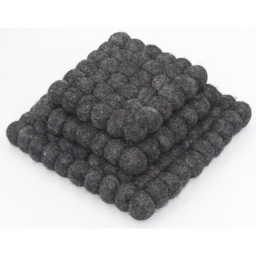 Plain Trivet Set Of 3 Charocal Wool -St - Charcoal. Picture 1