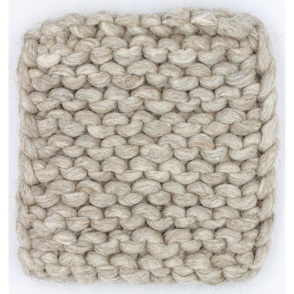 Chain Knitted Trivet Natural Beige 8X8 Wool -St - Natural Beige. Picture 1