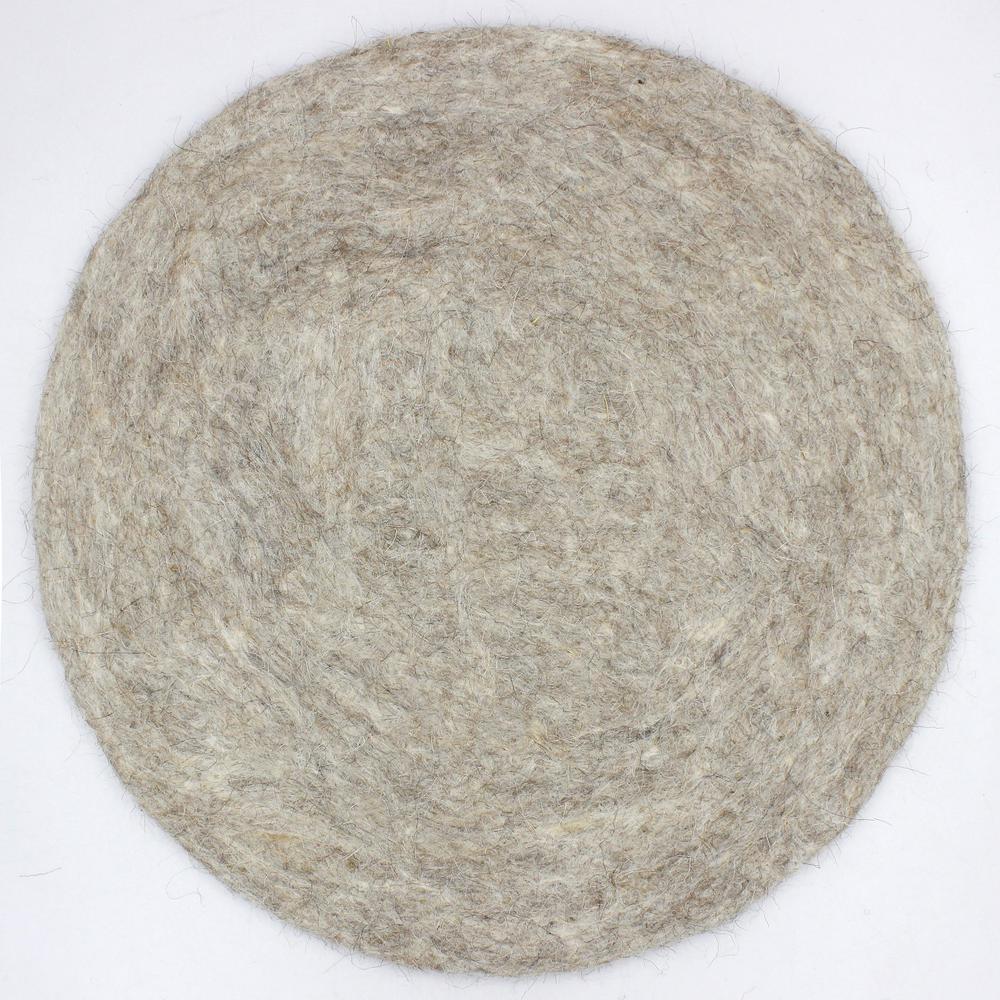 Round Placemat Beige Dia 13.60” Wool -St - Beige. Picture 1
