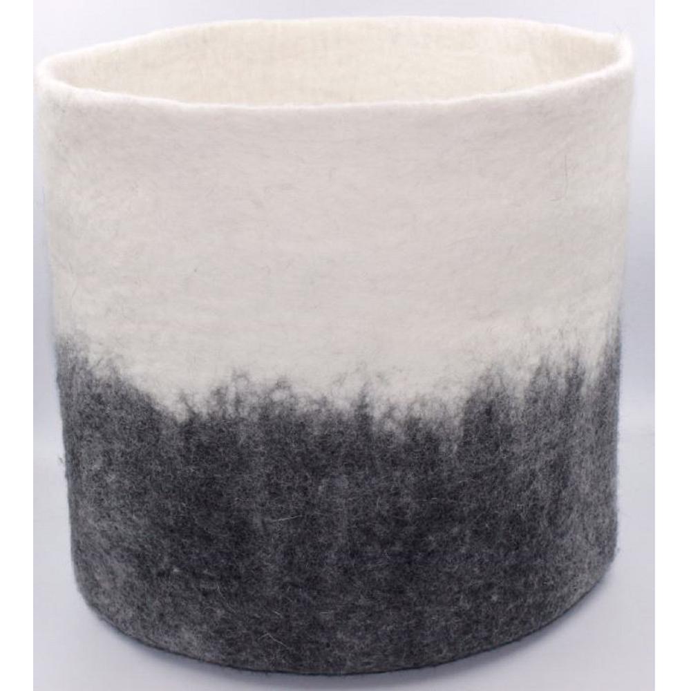 Wool Large Basket Dia 13.60” White/Grey -St - White/Grey. Picture 1