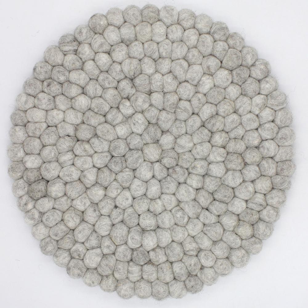 Wool Pom Chairpad/Trivet  Dia 13.60” Grey -St - Grey. Picture 1
