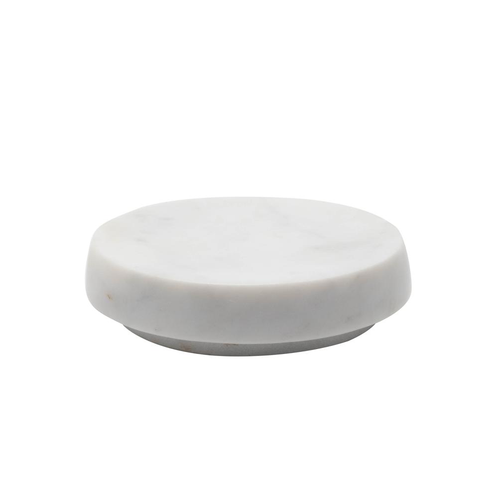 Marble Round Soap Dish 4”Dia -St - White. Picture 1