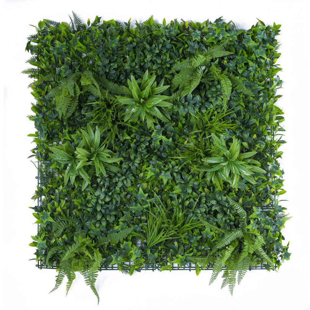 Large Green Faux Variegated Plant Wall, 40X40 Inches- St - Green. Picture 1