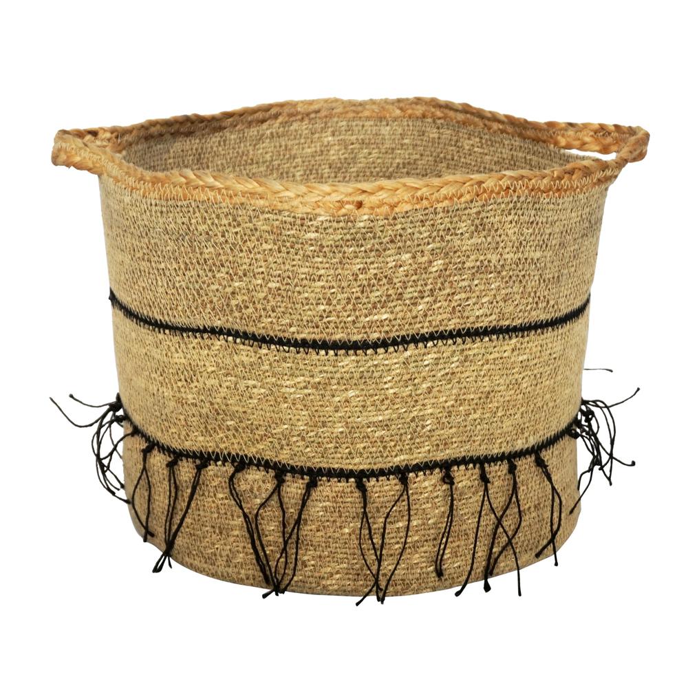 Seagrass Basket W/ Handles 14”Dia- St - Multi. Picture 1