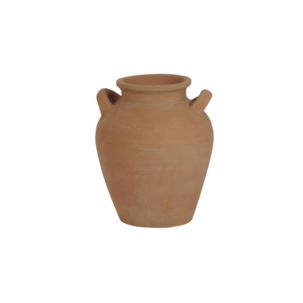 Terracota Vase W/ Handles 11”H - Natural Terracotta. Picture 1