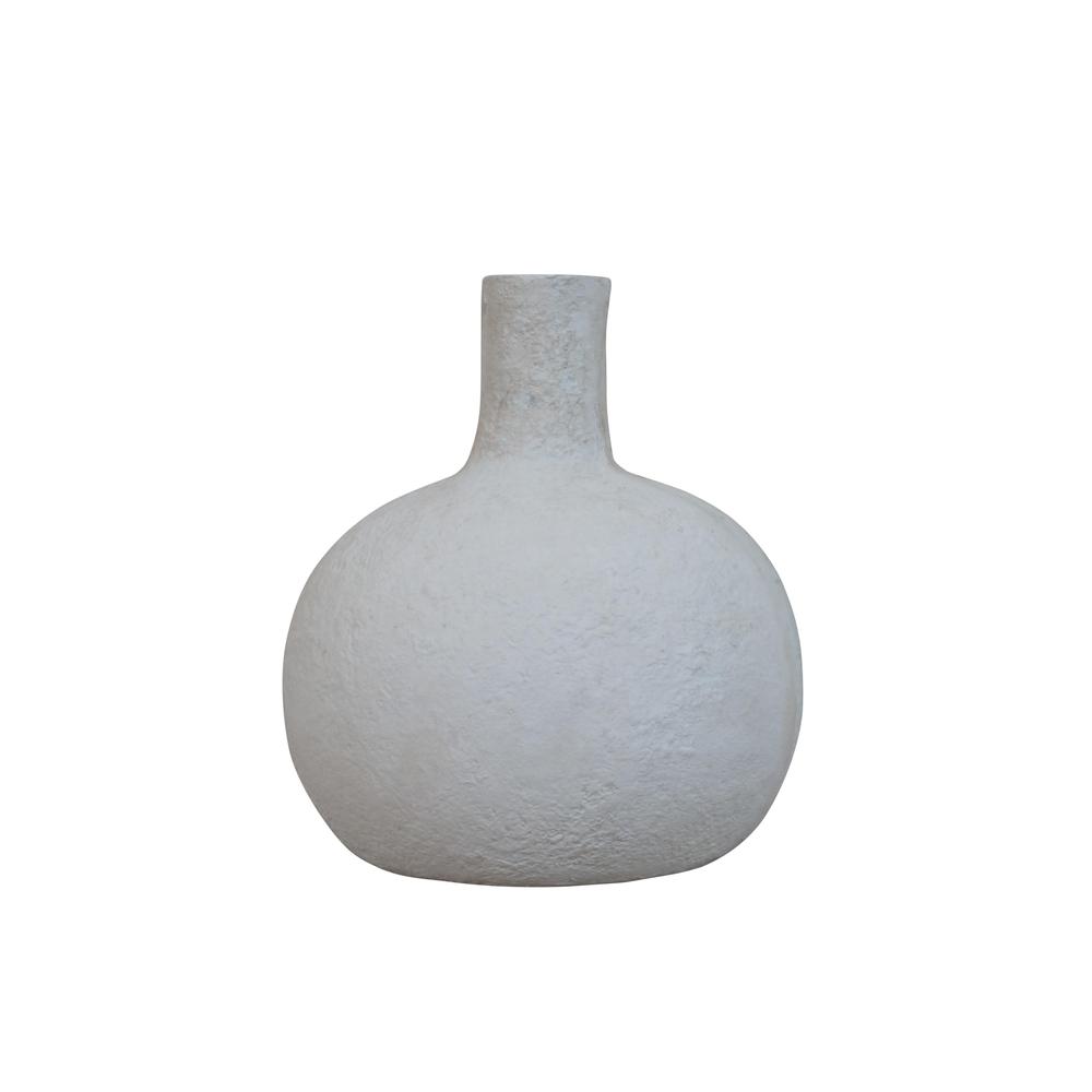 Paper Mache Gourd Vase - Natural White. Picture 1