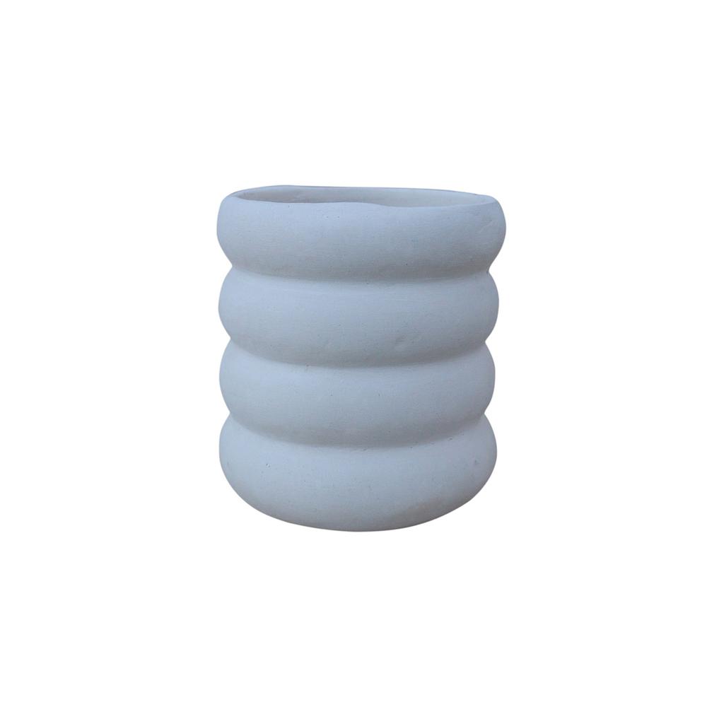 Paper Mache Vase Natural White Dia 5.12". Picture 1
