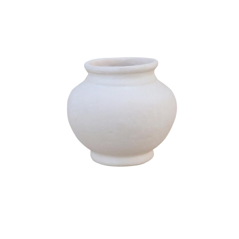 Paper Mache Pot Natural White Dia 9.45". Picture 1