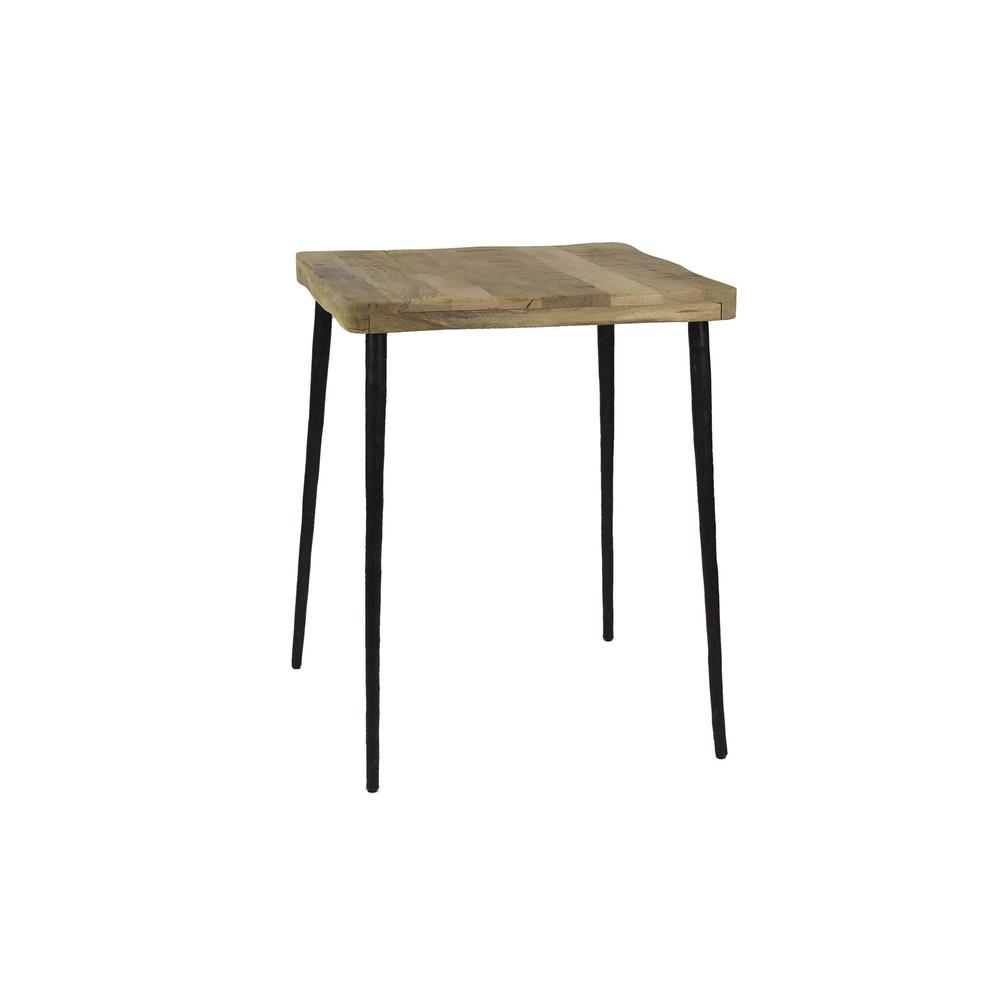Mango Wood & Hammered Iron Cafe Table - St - Natural/Black. Picture 1