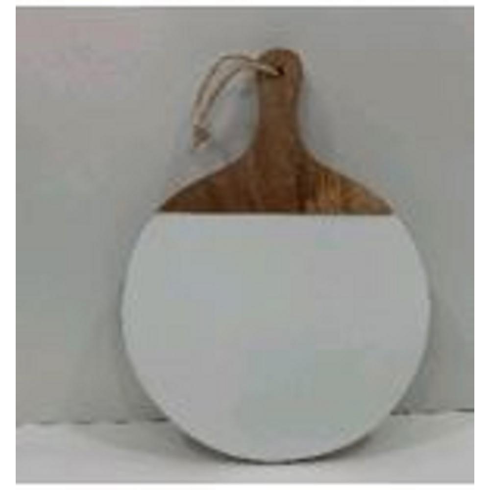 Wooden Round Chopping Board - White/Natural. Picture 1
