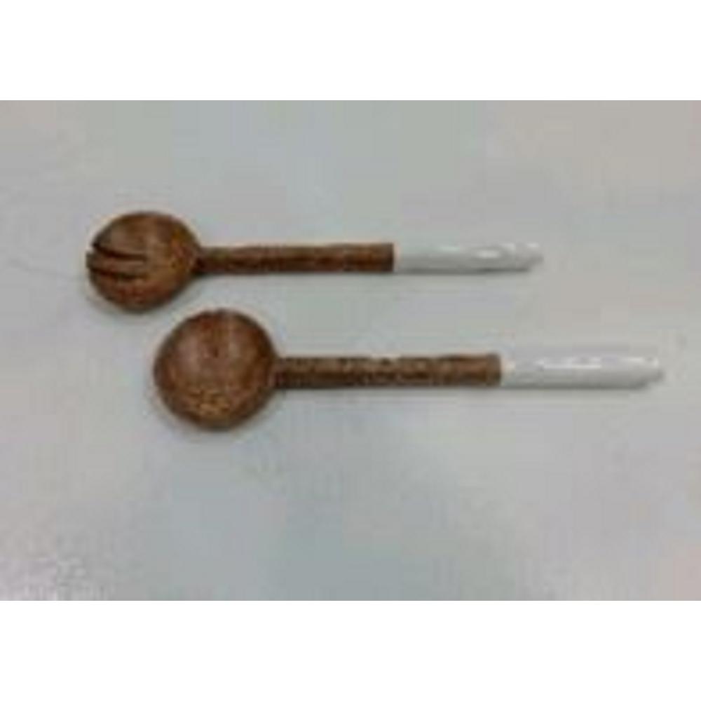 Wooden Salad Servers White Set Of 2. Picture 1
