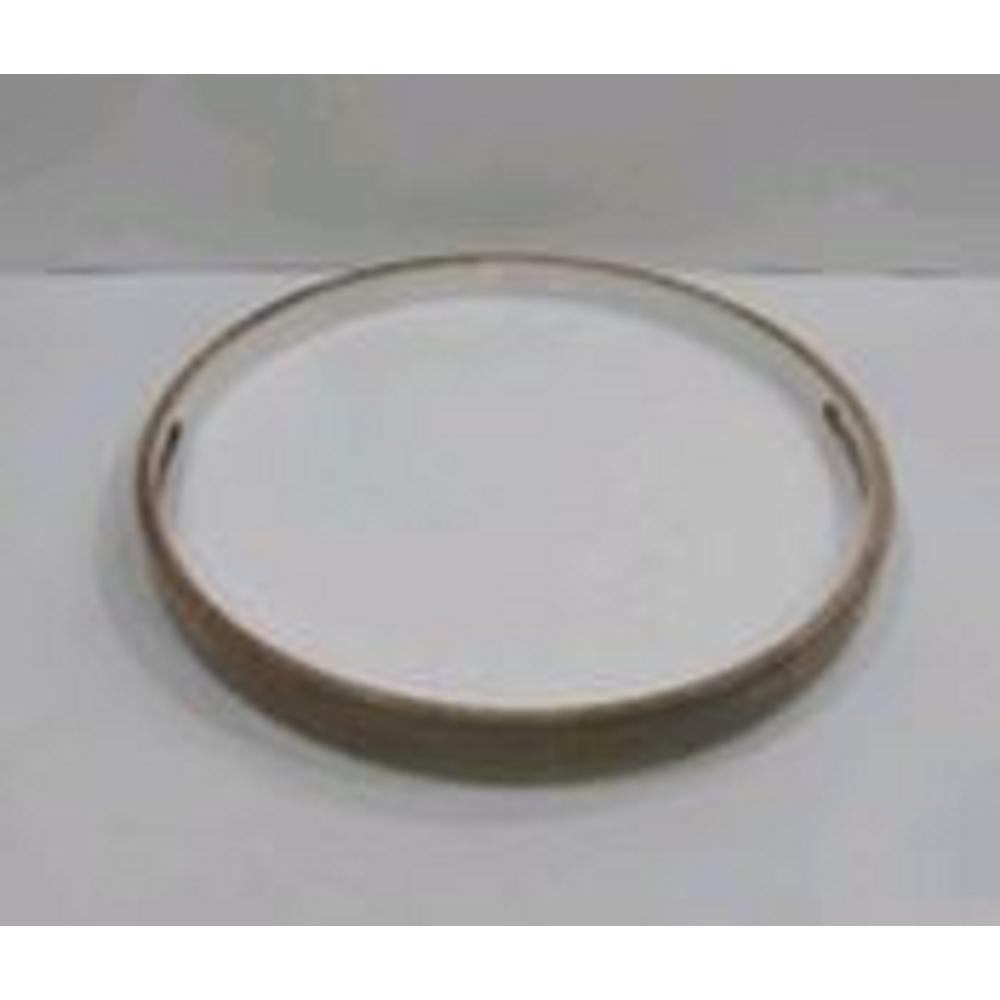 Wooden Round Tray With Handle White Enamel - White/Natural. Picture 1