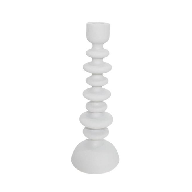 White Aluminum Candle Holder 12.25”H-St - White. Picture 1