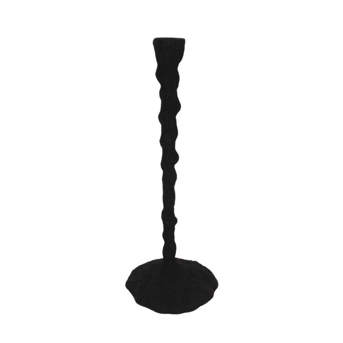 Black Aluminum Candle Holder 16.5”H -St - Black. Picture 1