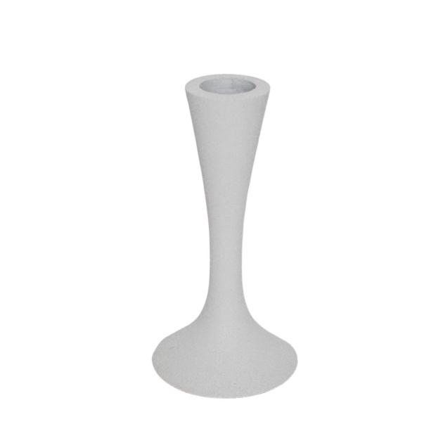 White Aluminum Candle Holder 5”H -St - White. Picture 1