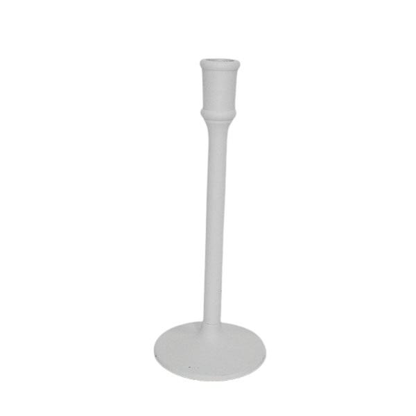 White Aluminum Candle Holder 10.25”H-St - White. Picture 1