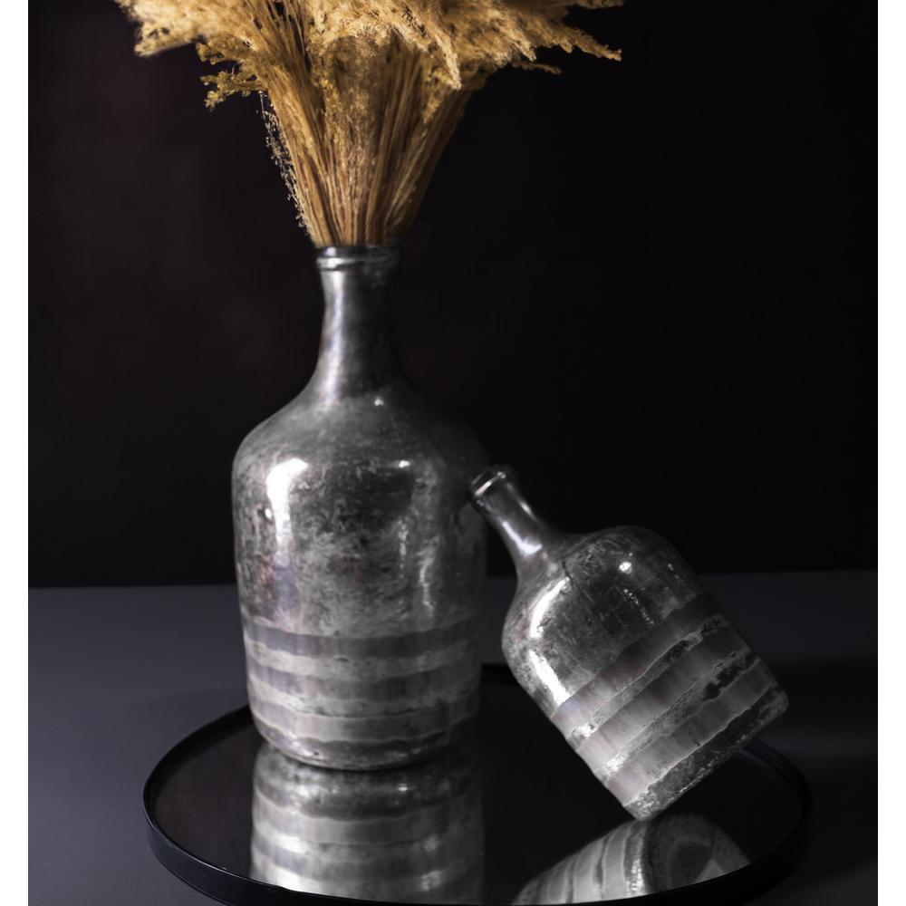 Decor Silver Glass Bottle/Vase  Dia 7.5" & H 14.5". Picture 1