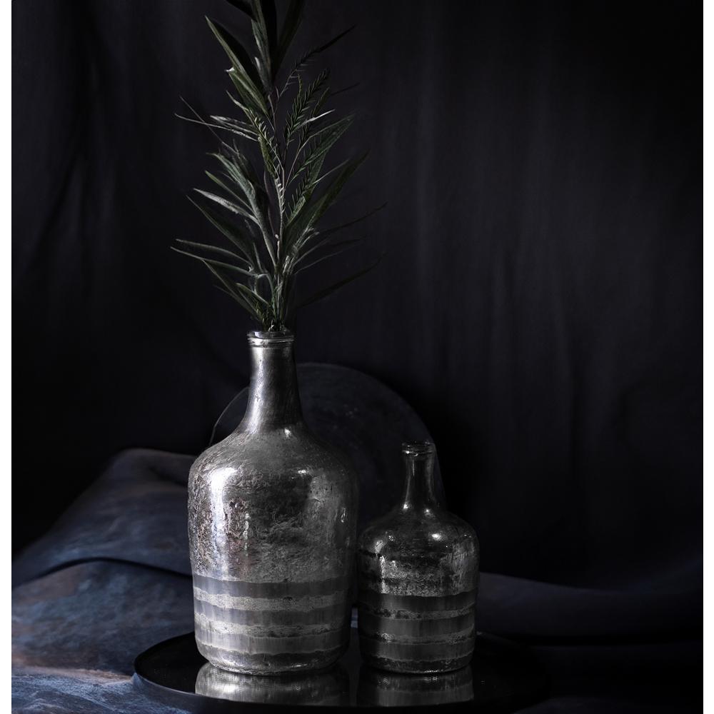 Decor Silver Glass Bottle/Vase  Dia 7.5" & H 14.5". Picture 2