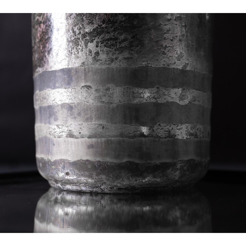 Decor Silver Glass Bottle/Vase  Dia 7.5" & H 14.5". Picture 3