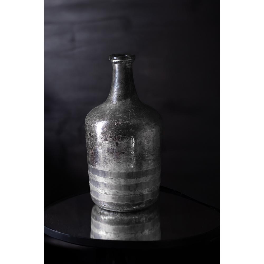 Decor Silver Glass Bottle/Vase  Dia 7.5" & H 14.5". Picture 4