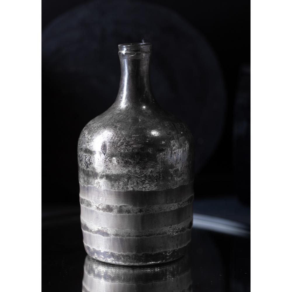 Decorative Silver Glass Bottle/Vase  Dia 5" & H 10". Picture 3