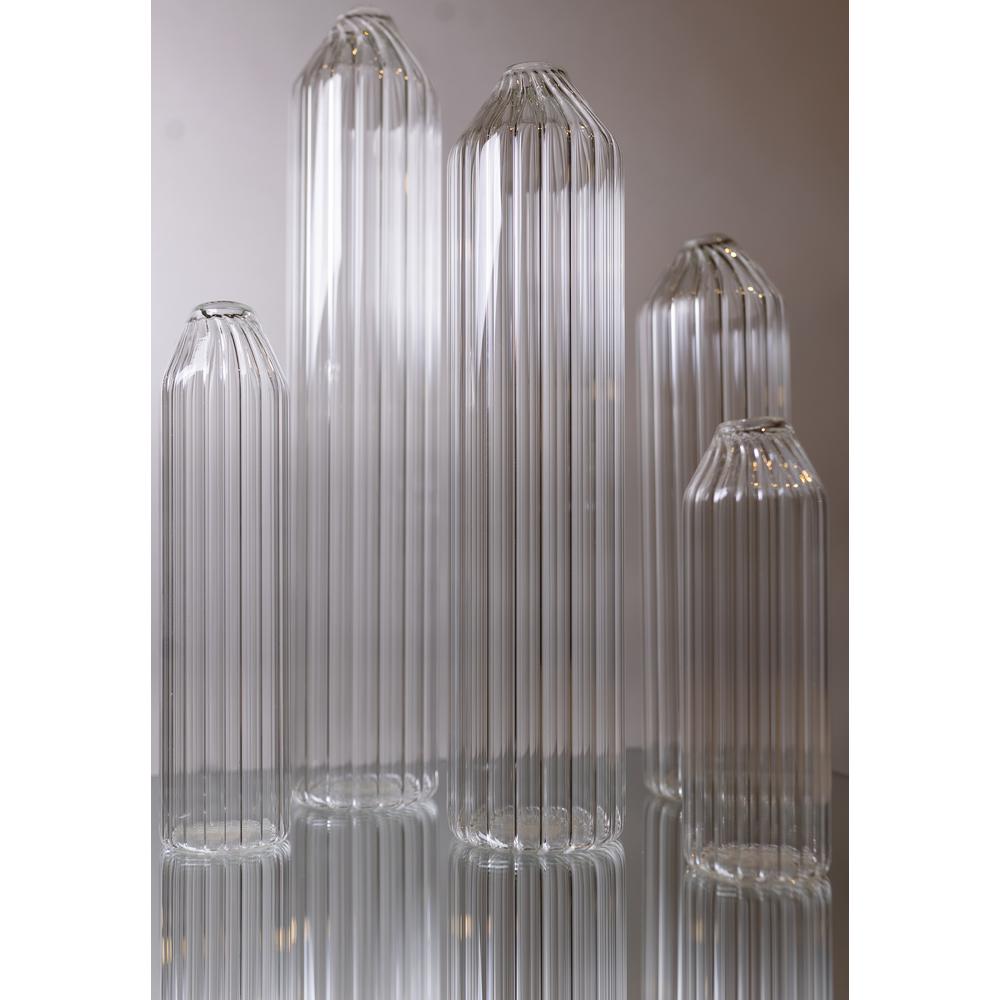 Decorative Clear Glass Bottle/Vase Dia 2.75" & H 14". Picture 1