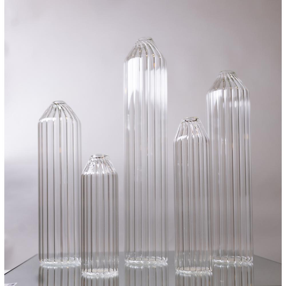 Decorative Clear Glass Bottle/Vase Dia 2.75" & H 14". Picture 3