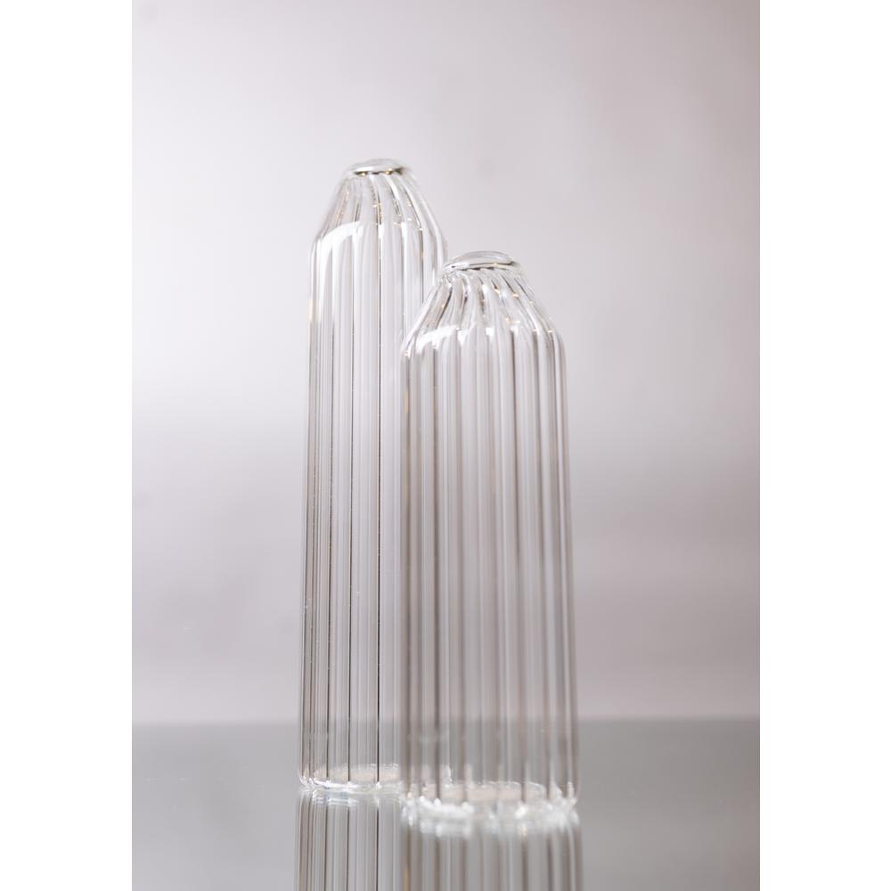 Decorative Clear Glass Bottle/Vase Dia 2.75" & H 14". Picture 4