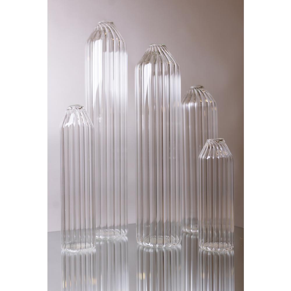 Decorative Clear Glass Bottle/Vase Dia 2.75" & H 10". Picture 2