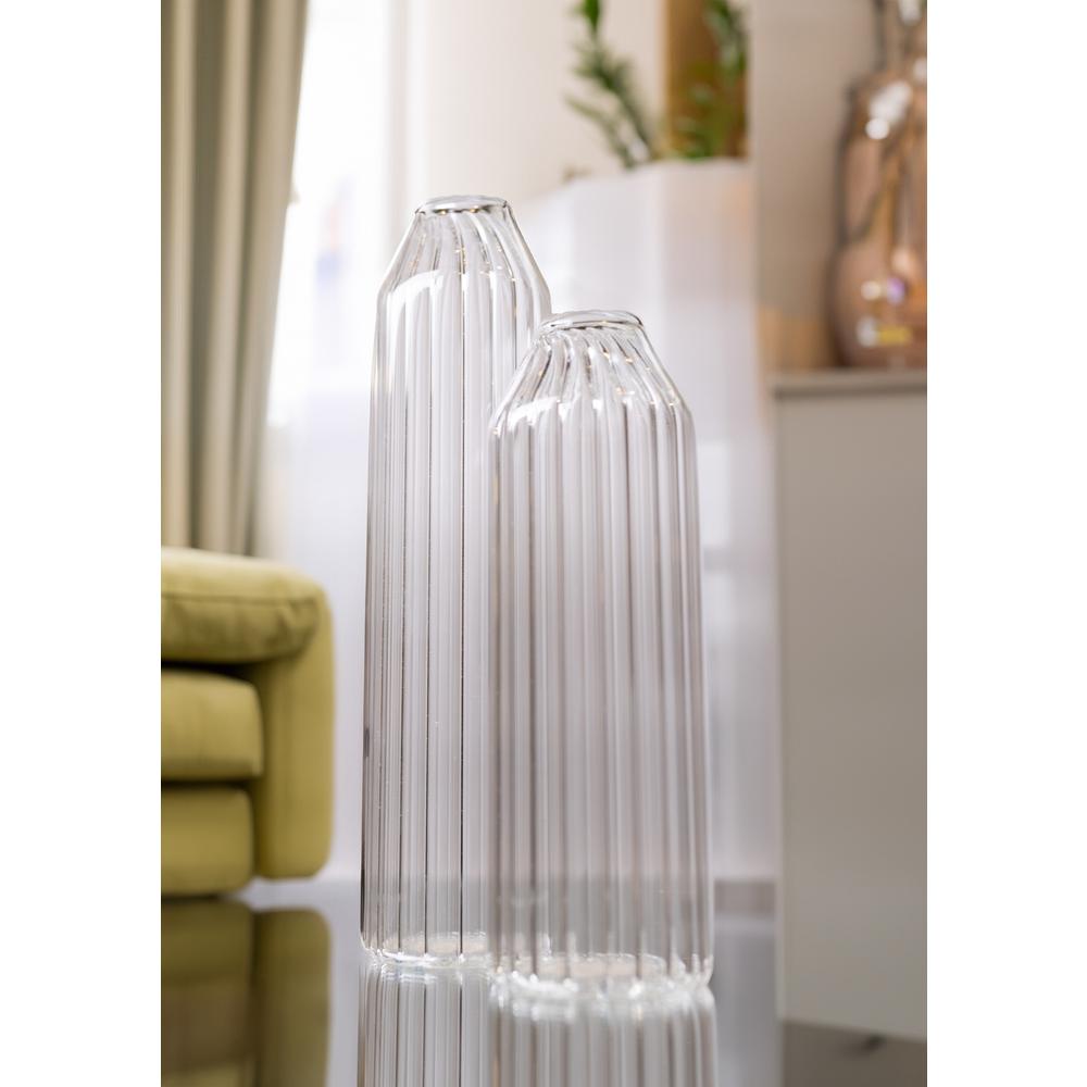 Decorative Clear Glass Bottle/Vase Dia 2.75" & H 10". Picture 5
