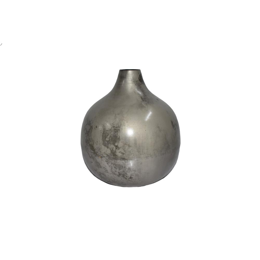Iron Vase 11”H Silver - Light Rock Silver. Picture 1