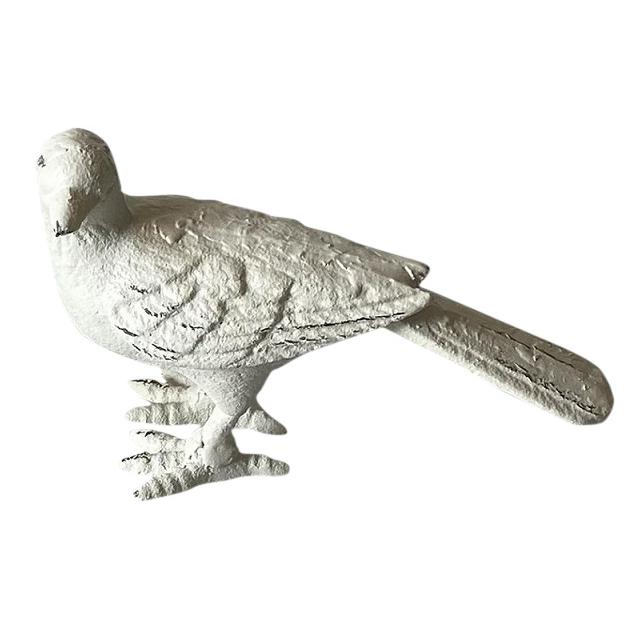 Cast Iron Bird Figurine 4.75”H Antique White -St - Antique White. Picture 1