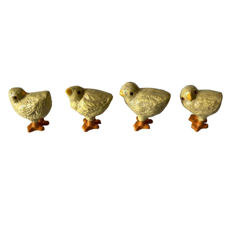 Set Of 4 Cast Iron Chick Figurines 2.85”H -St - Yellow. Picture 1