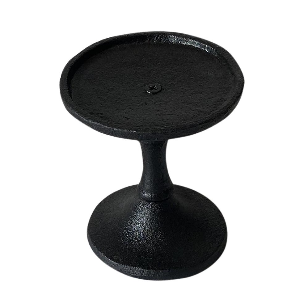 Sm. Cast Iron Pillar Candle Holder 4.15” Black -St - Black. Picture 1