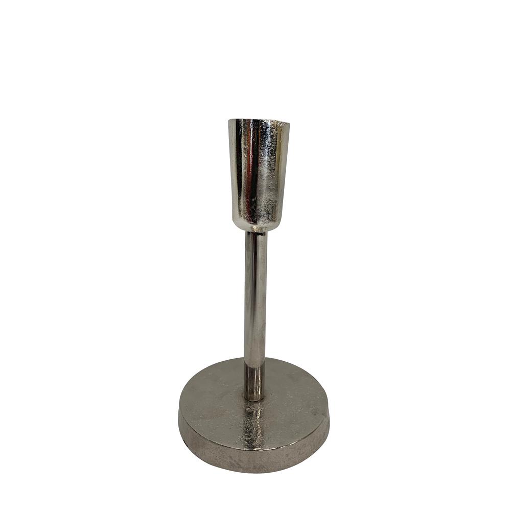 Sm. Alum. Candlestick Nickel Finish -St - Nickel. Picture 1