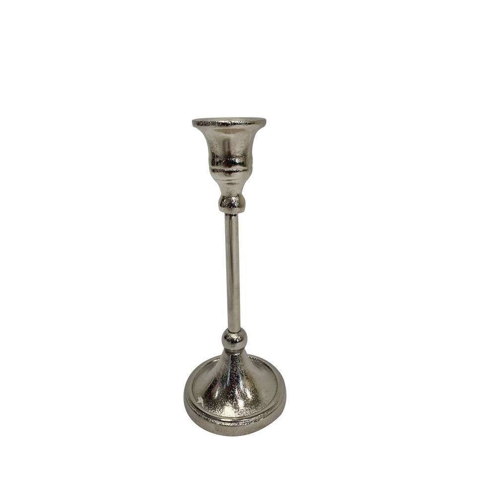 Sm. Alum. Candlestick Nickel Finish -St - Nickel. Picture 1