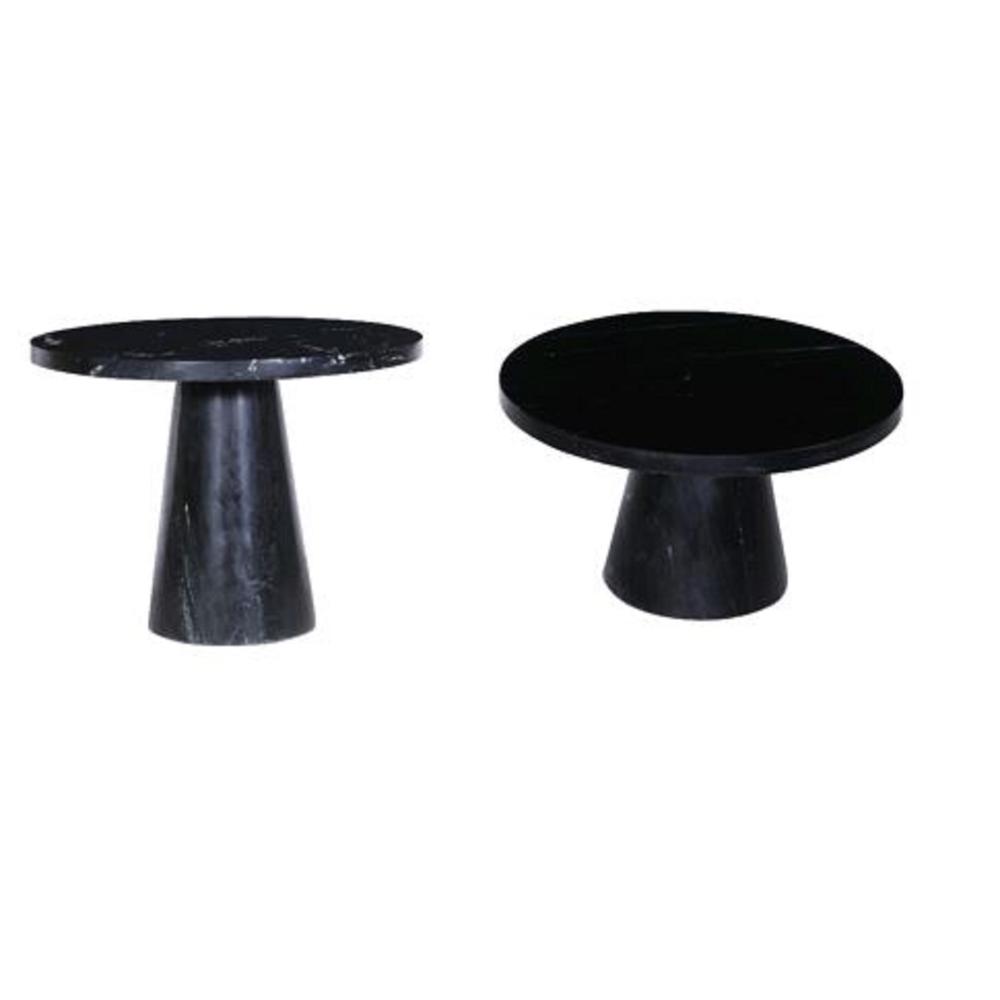 Black Cones Side Table Set of 2 Black/Mirror Polish Dia 23.62". Picture 1