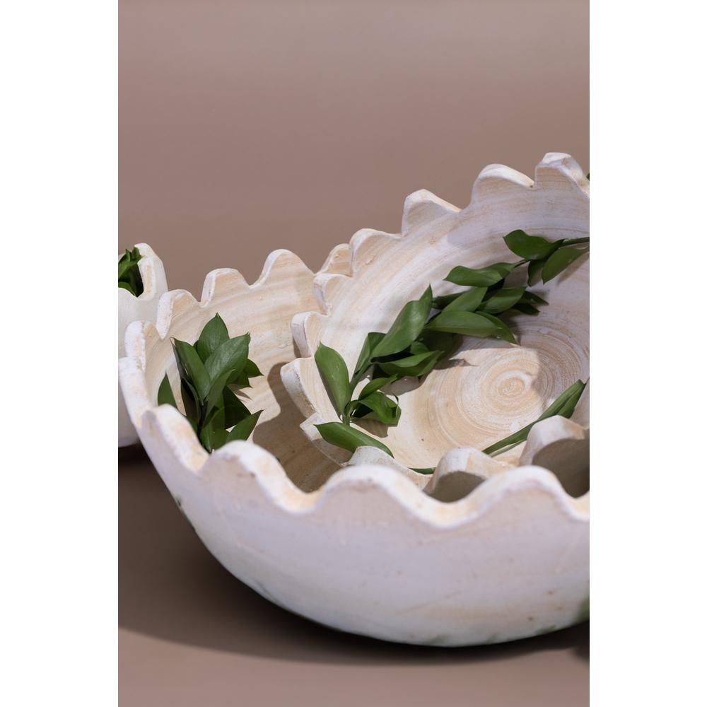 Sm Wave Bowl White Ivory 12.75"x12.75"x6". Picture 4
