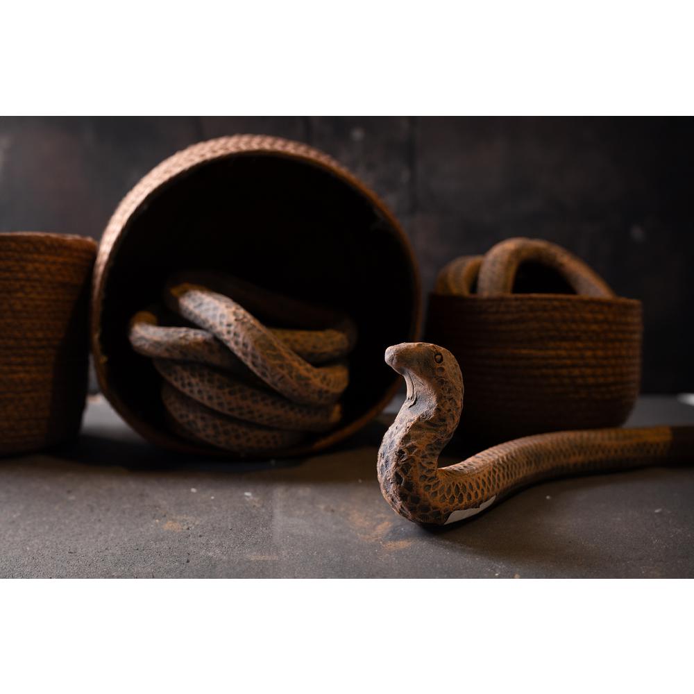 Snake Basket 1 Ivory Black Wash 9"x8"x4". Picture 5