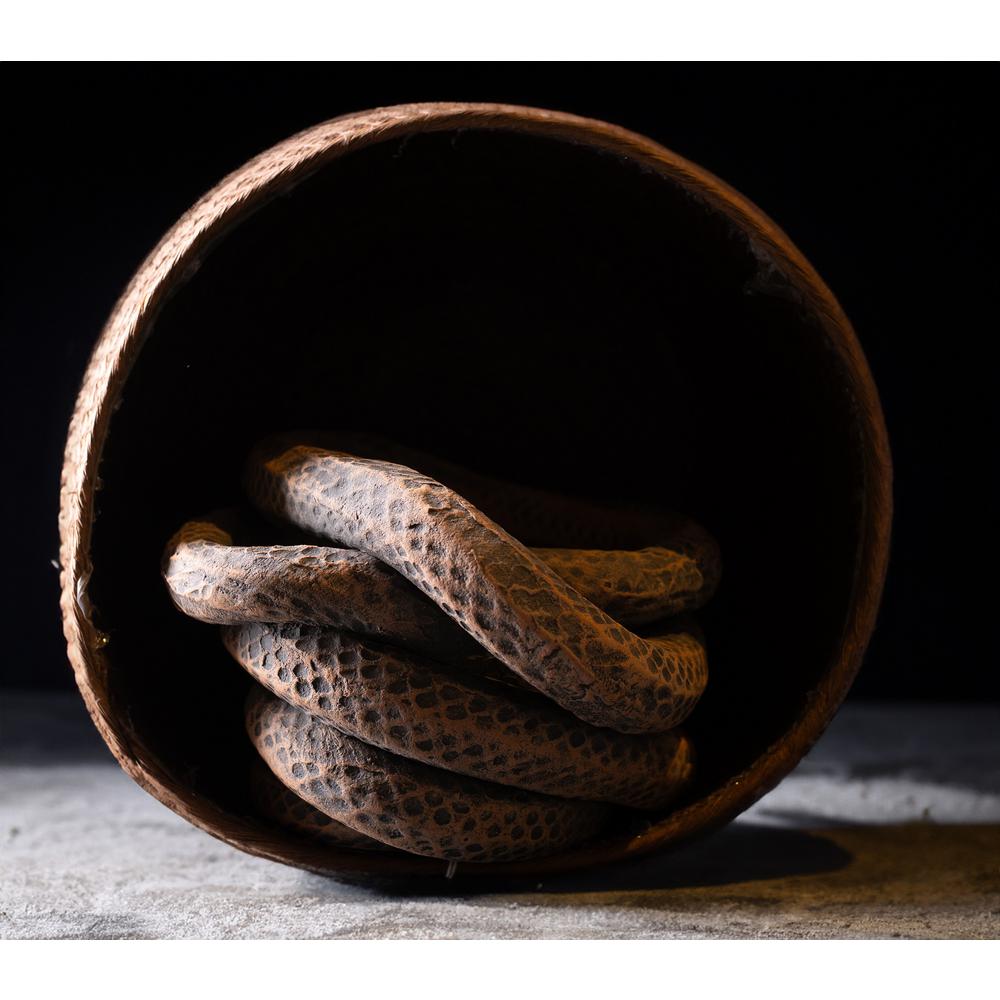 Snake Basket 1 Ivory Black Wash 9"x8"x4". Picture 6