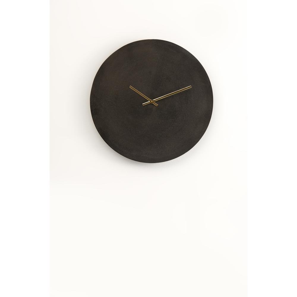 Sm. Aluminum Wall Clock Burnished Black  Dia15" - Black. Picture 1