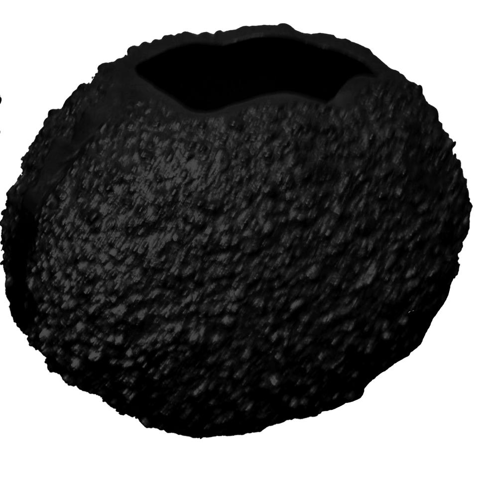 Sm. Cast Aluminum Black Vase W/ Texture -St - Black Antq. Picture 1