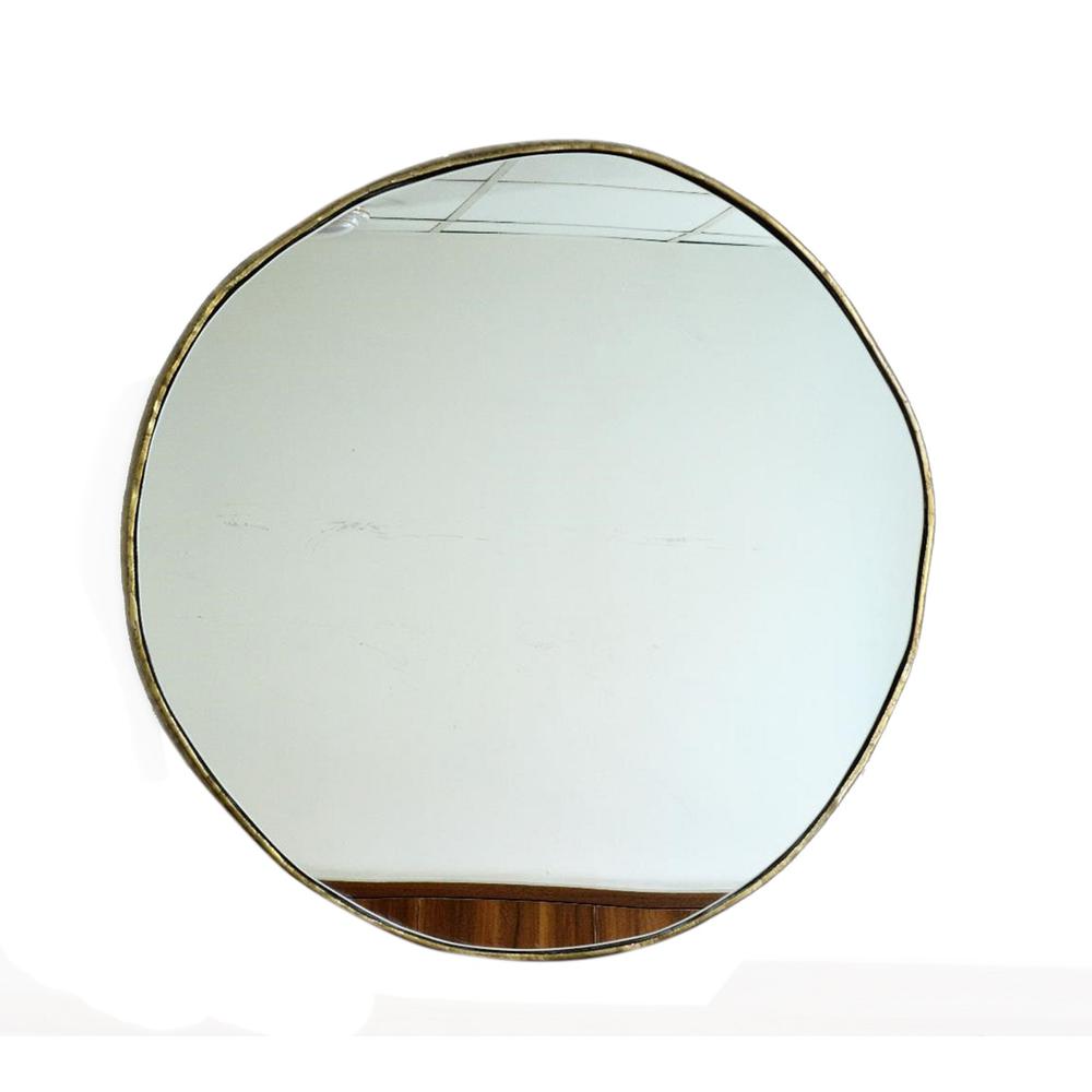 Organic Wall Mirror w/Plain Glass Brass Antique Dia 24". Picture 1